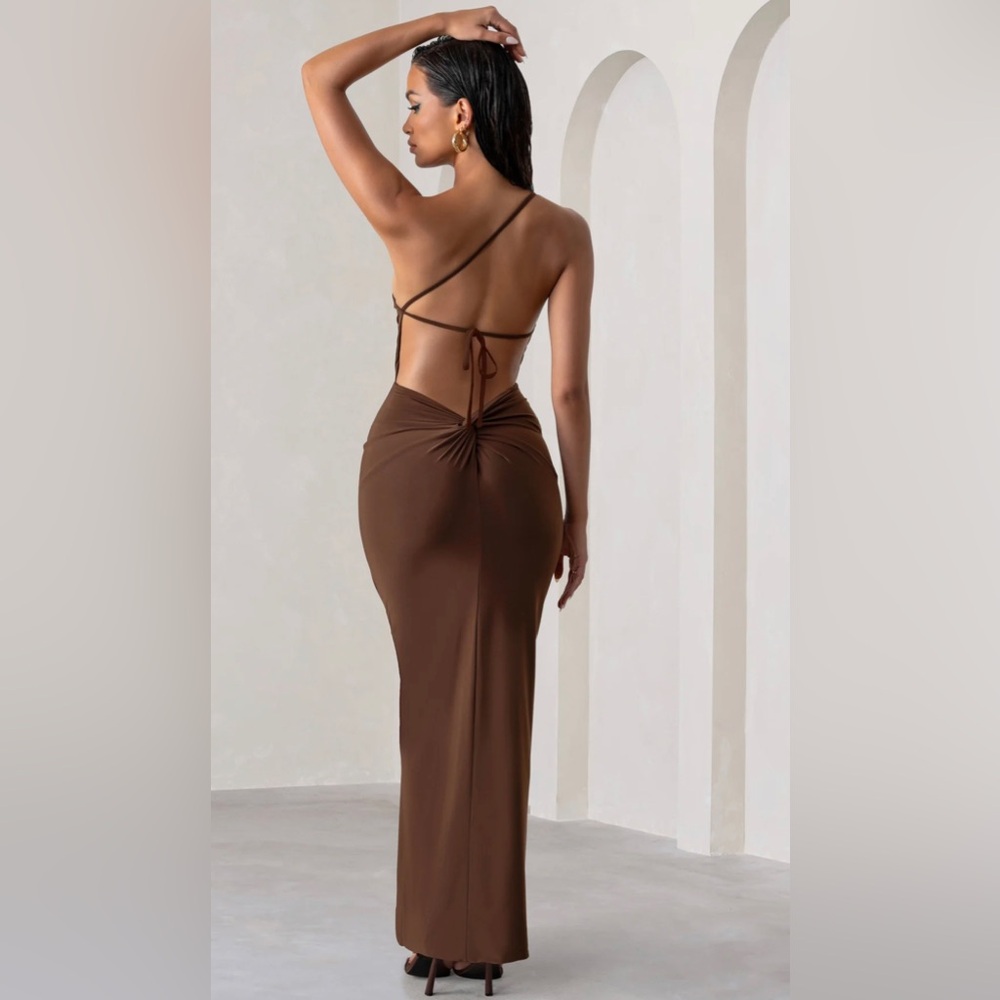 Brown single strap gown SZ L Club London
